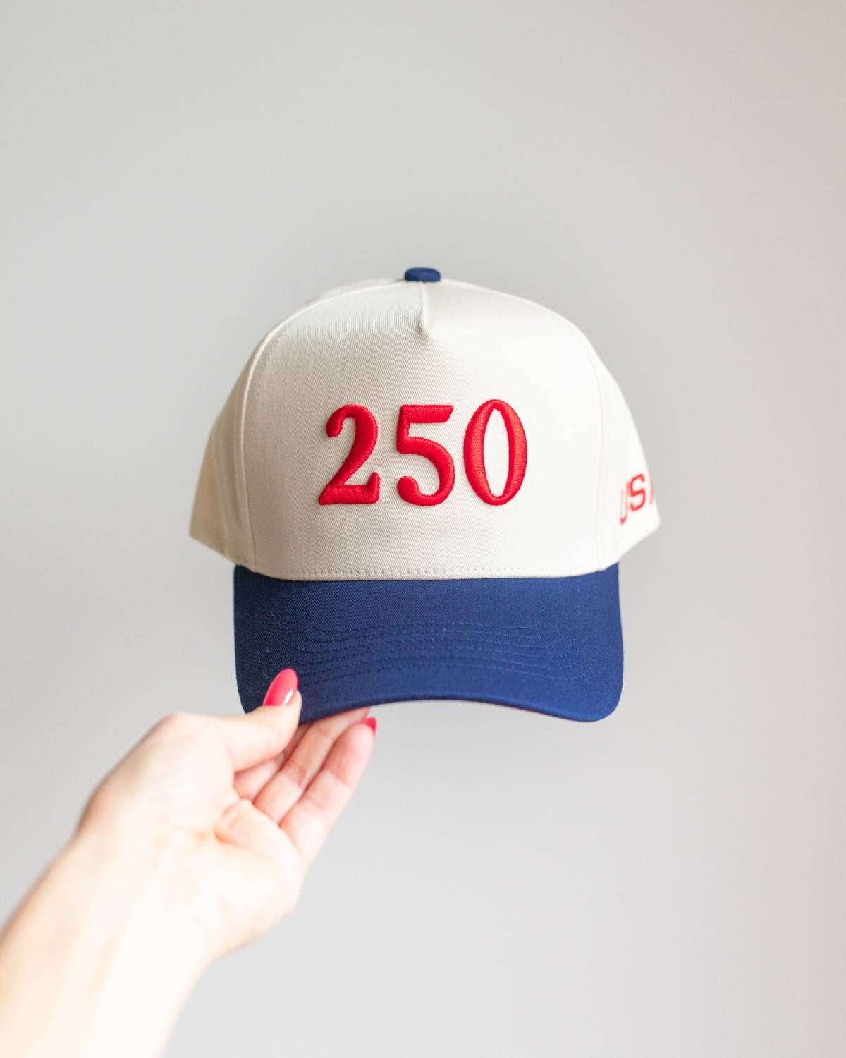 250 USA High-Profile Hat - Navy, Red & Cream